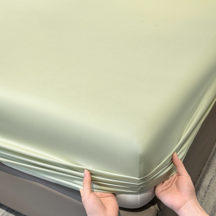 91家纺网 家纺一手货源 找家纺 菲梵家纺 2025新款纯色60支莱赛尔天丝单品系列-单床笠（提供买家秀） 奶油绿