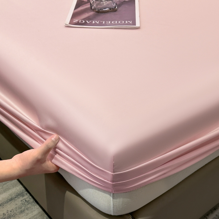 91家纺网 家纺一手货源 找家纺 菲梵家纺 2025新款纯色60支莱赛尔天丝单品系列-单床笠（提供买家秀） 水蜜粉