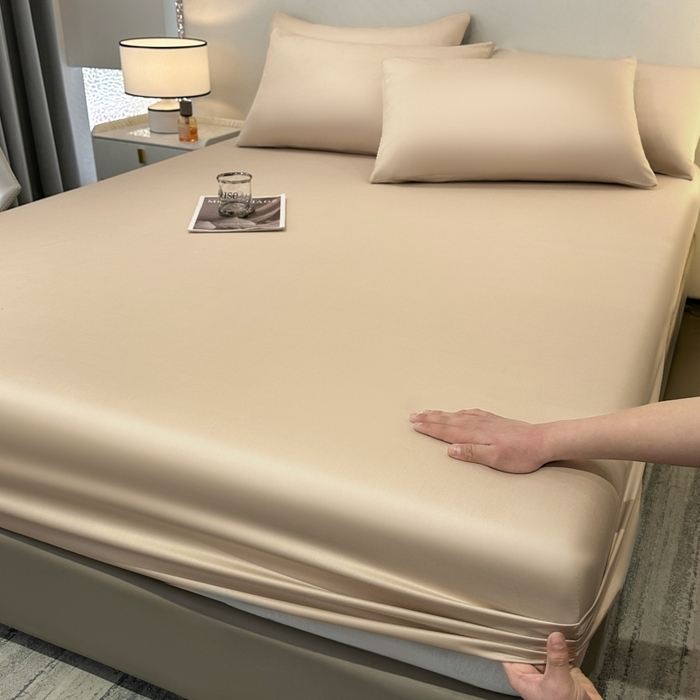 91家纺网 家纺一手货源 找家纺 菲梵家纺 2025新款纯色60支莱赛尔天丝单品系列-单床笠（提供买家秀） 香槟金