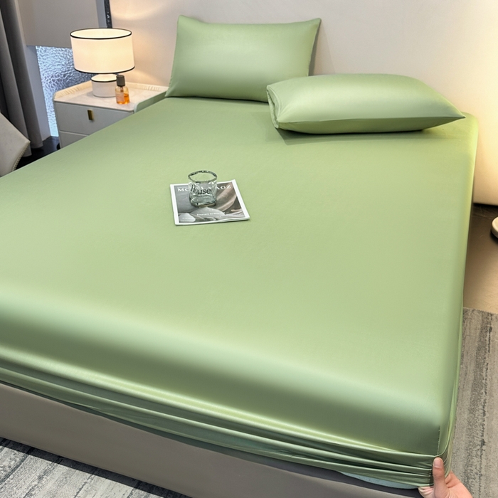 91家纺网 家纺一手货源 找家纺 菲梵家纺 2025新款纯色60支莱赛尔天丝单品系列-单床笠（提供买家秀） 柳叶青