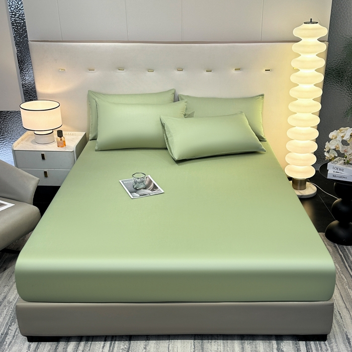 91家纺网 家纺一手货源 找家纺 菲梵家纺 2025新款纯色60支莱赛尔天丝单品系列-单床笠（提供买家秀） 柳叶青