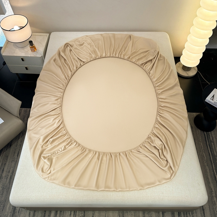 91家纺网 家纺一手货源 找家纺 菲梵家纺 2025新款纯色60支莱赛尔天丝单品系列-单床笠（提供买家秀） 香槟金