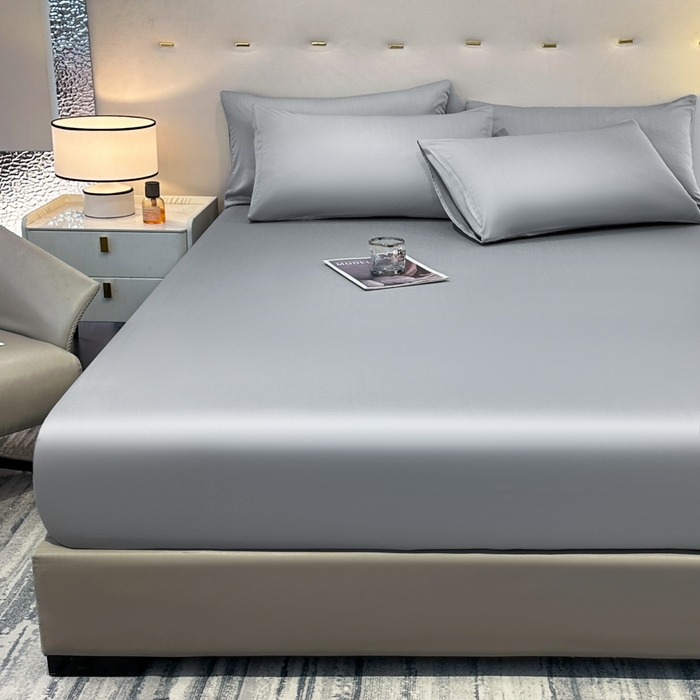 91家纺网 家纺一手货源 找家纺 菲梵家纺 2025新款纯色60支莱赛尔天丝单品系列-单床笠（提供买家秀） 北极灰