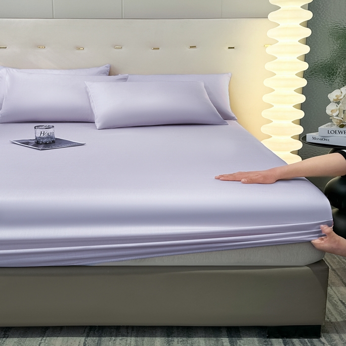 91家纺网 家纺一手货源 找家纺 菲梵家纺 2025新款纯色60支莱赛尔天丝单品系列-单床笠（提供买家秀） 暮光紫