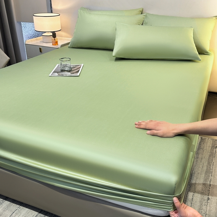 91家纺网 家纺一手货源 找家纺 菲梵家纺 2025新款纯色60支莱赛尔天丝单品系列-单床笠（提供买家秀） 柳叶青