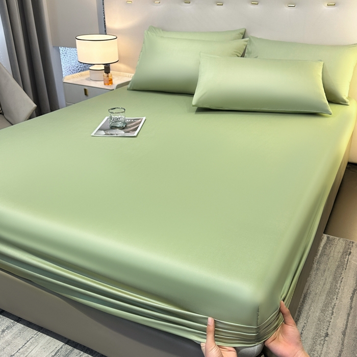 91家纺网 家纺一手货源 找家纺 菲梵家纺 2025新款纯色60支莱赛尔天丝单品系列-单床笠（提供买家秀） 柳叶青