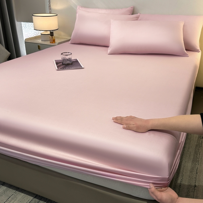 91家纺网 家纺一手货源 找家纺 菲梵家纺 2025新款纯色60支莱赛尔天丝单品系列-单床笠（提供买家秀） 水蜜粉