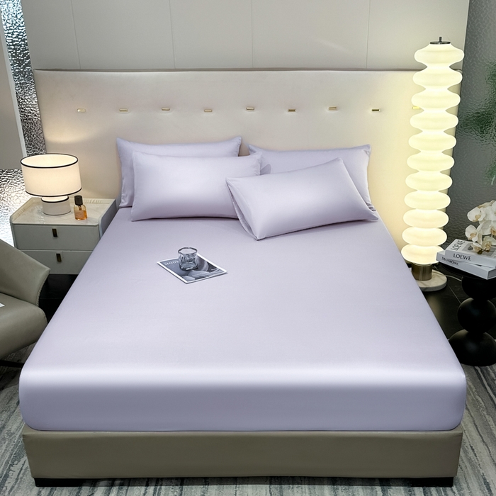 91家纺网 家纺一手货源 找家纺 菲梵家纺 2025新款纯色60支莱赛尔天丝单品系列-单床笠（提供买家秀） 暮光紫