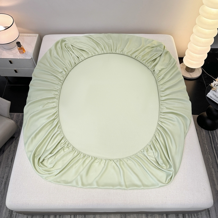 91家纺网 家纺一手货源 找家纺 菲梵家纺 2025新款纯色60支莱赛尔天丝单品系列-单床笠（提供买家秀） 奶油绿