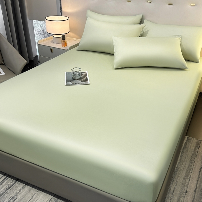 91家纺网 家纺一手货源 找家纺 菲梵家纺 2025新款纯色60支莱赛尔天丝单品系列-单床笠（提供买家秀） 奶油绿