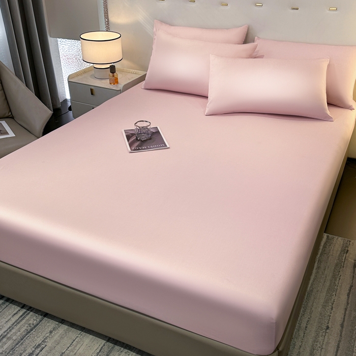 91家纺网 家纺一手货源 找家纺 菲梵家纺 2025新款纯色60支莱赛尔天丝单品系列-单床笠（提供买家秀） 水蜜粉