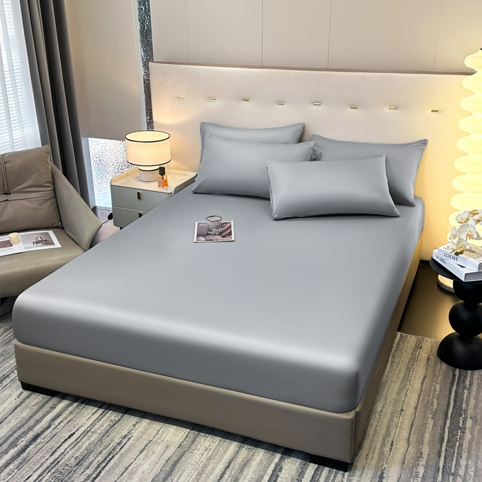 91家纺网 家纺一手货源 找家纺 菲梵家纺 2025新款纯色60支莱赛尔天丝单品系列-单床笠（提供买家秀） 北极灰