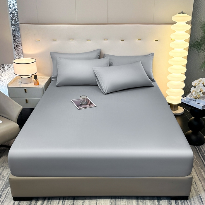 91家纺网 家纺一手货源 找家纺 菲梵家纺 2025新款纯色60支莱赛尔天丝单品系列-单床笠（提供买家秀） 北极灰