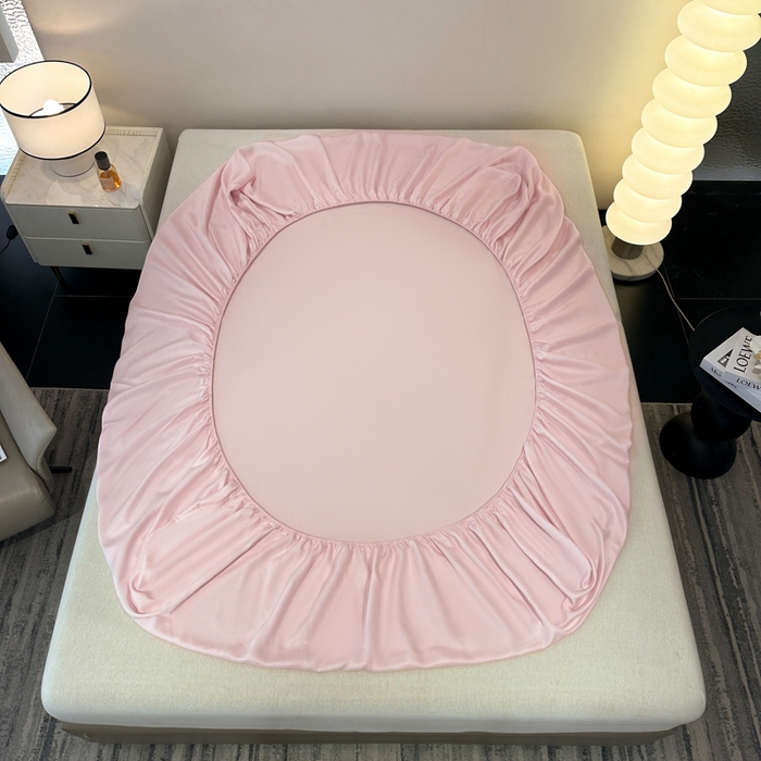 91家纺网 家纺一手货源 找家纺 菲梵家纺 2025新款纯色60支莱赛尔天丝单品系列-单床笠（提供买家秀） 水蜜粉