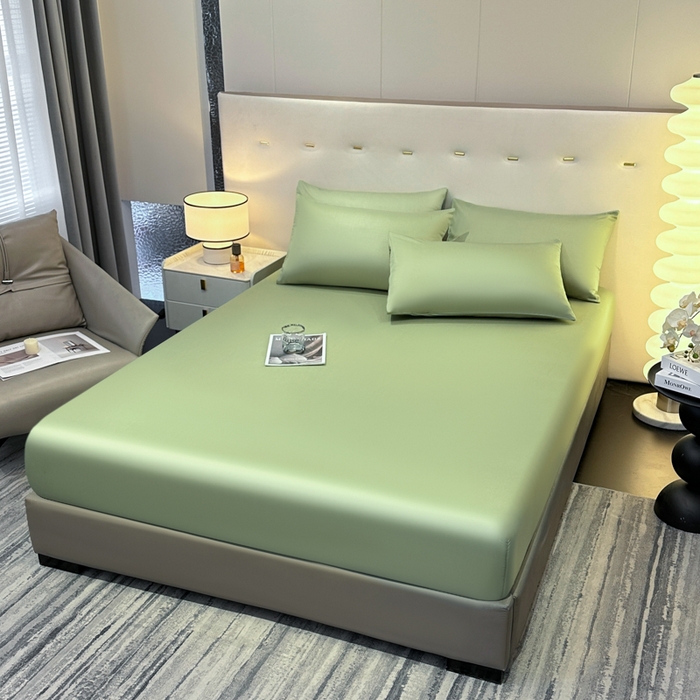 91家纺网 家纺一手货源 找家纺 菲梵家纺 2025新款纯色60支莱赛尔天丝单品系列-单床笠（提供买家秀） 柳叶青