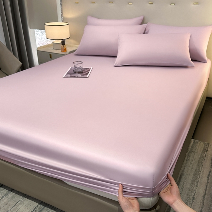 91家纺网 家纺一手货源 找家纺 菲梵家纺 2025新款纯色60支莱赛尔天丝单品系列-单床笠（提供买家秀） 莱特粉