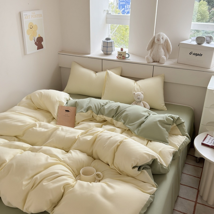 91家纺网 家纺一手货源 找家纺 （总）可可家纺 2025新款纯色磨毛简约水洗棉单被套亲肤床单被套单件被罩