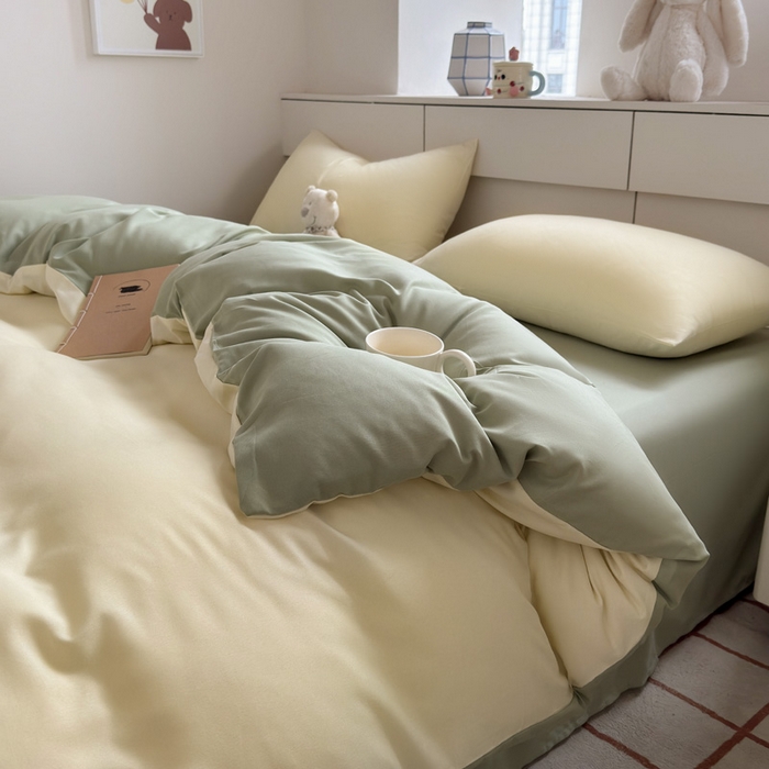 91家纺网 家纺一手货源 找家纺 （总）可可家纺 2025新款纯色磨毛简约水洗棉单被套亲肤床单被套单件被罩