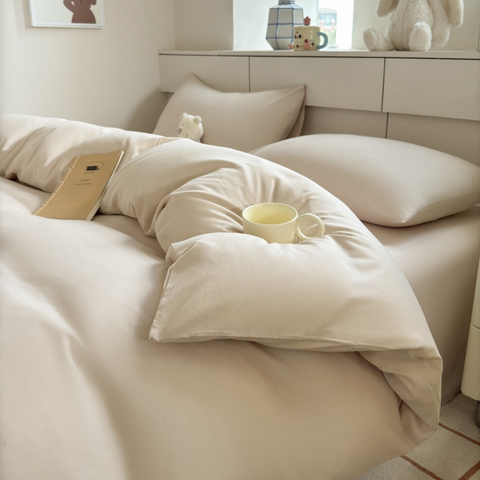 91家纺网 家纺一手货源 找家纺 （总）可可家纺 2025新款纯色磨毛简约水洗棉单被套亲肤床单被套单件被罩