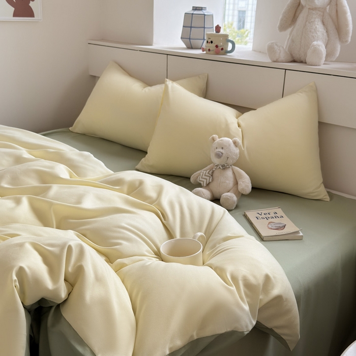 91家纺网 家纺一手货源 找家纺 （总）可可家纺 2025新款纯色磨毛简约水洗棉单被套亲肤床单被套单件被罩