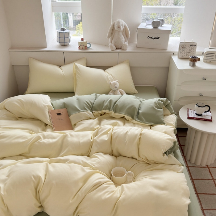 91家纺网 家纺一手货源 找家纺 （总）可可家纺 2025新款纯色磨毛简约水洗棉单被套亲肤床单被套单件被罩