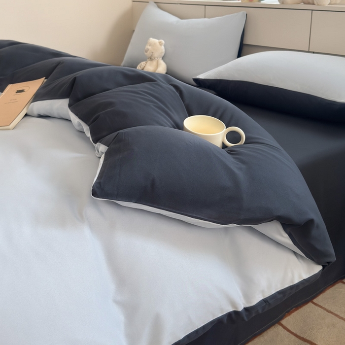 91家纺网 家纺一手货源 找家纺 可可家纺 2025新款纯色磨毛简约水洗棉单被套亲肤床单被套单件被罩 雾蓝洛克兰,雾蓝洛克兰