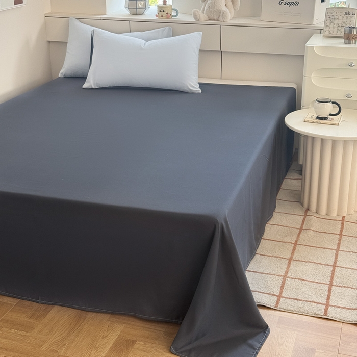 91家纺网 家纺一手货源 找家纺 可可家纺 2025新款纯色磨毛简约水洗棉单被套亲肤床单被套单件被罩 雾蓝洛克兰