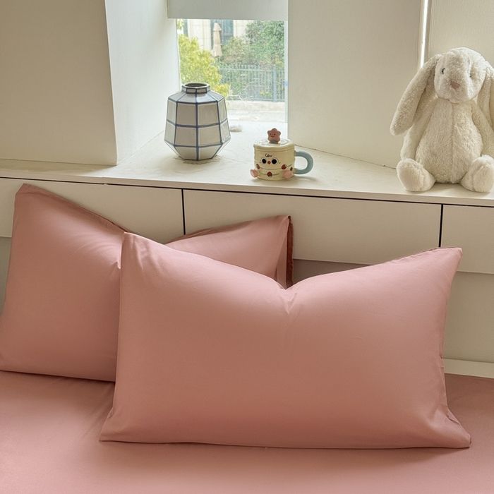 91家纺网 家纺一手货源 找家纺 可可家纺 2025新款纯色磨毛简约水洗棉单被套亲肤床单被套单件被罩 纯豆沙