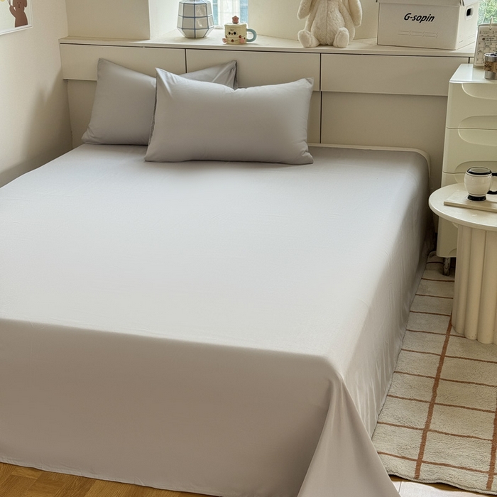 91家纺网 家纺一手货源 找家纺 可可家纺 2025新款纯色磨毛简约水洗棉单被套亲肤床单被套单件被罩 纯银灰