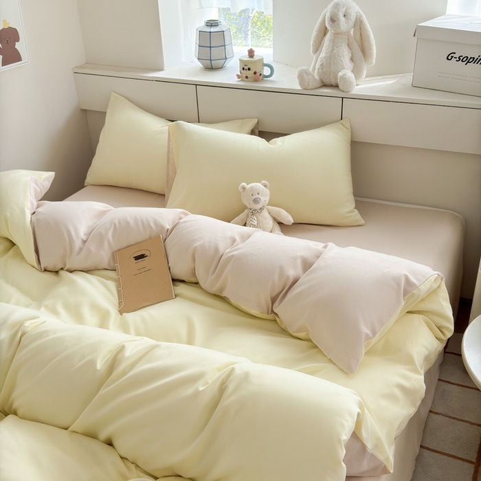 91家纺网 家纺一手货源 找家纺 可可家纺 2025新款纯色磨毛简约水洗棉单被套亲肤床单被套单件被罩 芝士奶茶