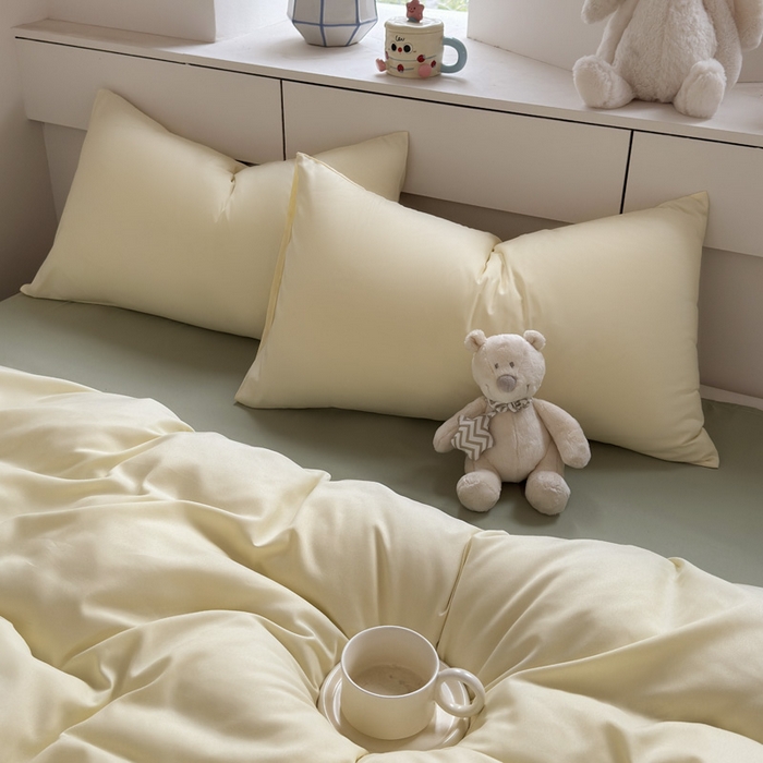 91家纺网 家纺一手货源 找家纺 可可家纺 2025新款纯色磨毛简约水洗棉单被套亲肤床单被套单件被罩 芝士嫩绿