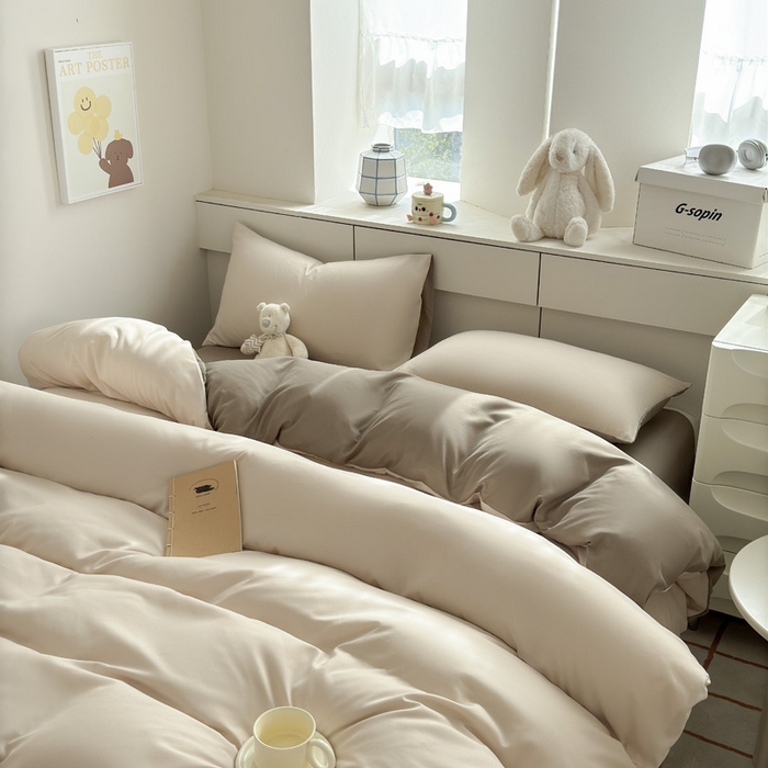 91家纺网 家纺一手货源 找家纺 可可家纺 2025新款纯色磨毛简约水洗棉单被套亲肤床单被套单件被罩 浅玉卡其
