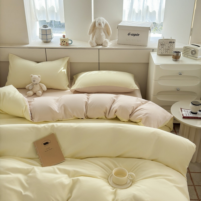 91家纺网 家纺一手货源 找家纺 可可家纺 2025新款纯色磨毛简约水洗棉单被套亲肤床单被套单件被罩 芝士奶茶