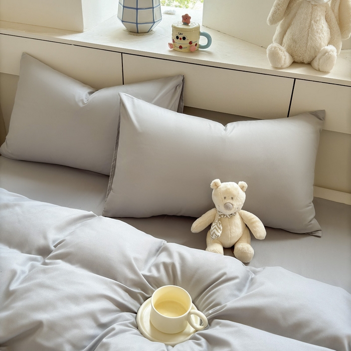 91家纺网 家纺一手货源 找家纺 可可家纺 2025新款纯色磨毛简约水洗棉单被套亲肤床单被套单件被罩 纯银灰