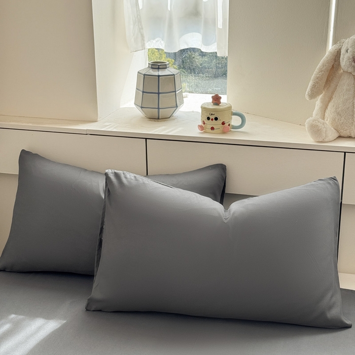 91家纺网 家纺一手货源 找家纺 可可家纺 2025新款纯色磨毛简约水洗棉单被套亲肤床单被套单件被罩 纯深灰