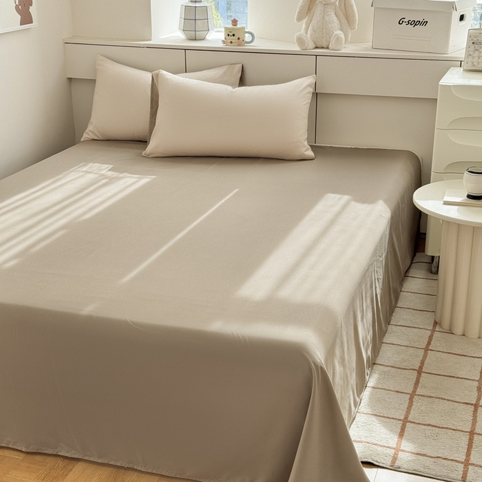 91家纺网 家纺一手货源 找家纺 可可家纺 2025新款纯色磨毛简约水洗棉单被套亲肤床单被套单件被罩 浅玉卡其