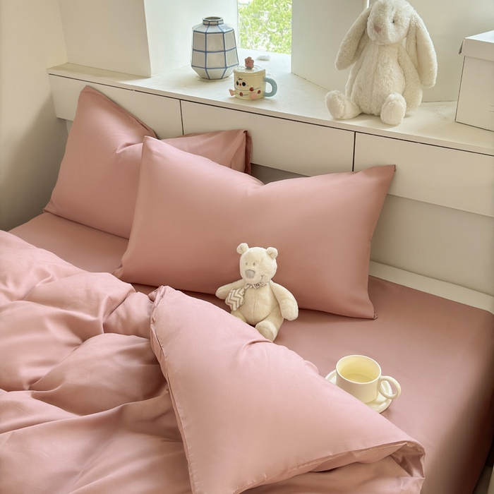 91家纺网 家纺一手货源 找家纺 可可家纺 2025新款纯色磨毛简约水洗棉单被套亲肤床单被套单件被罩 纯豆沙