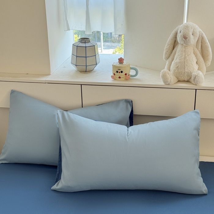 91家纺网 家纺一手货源 找家纺 可可家纺 2025新款纯色磨毛简约水洗棉单被套亲肤床单被套单件被罩 雾霾蓝海蓝