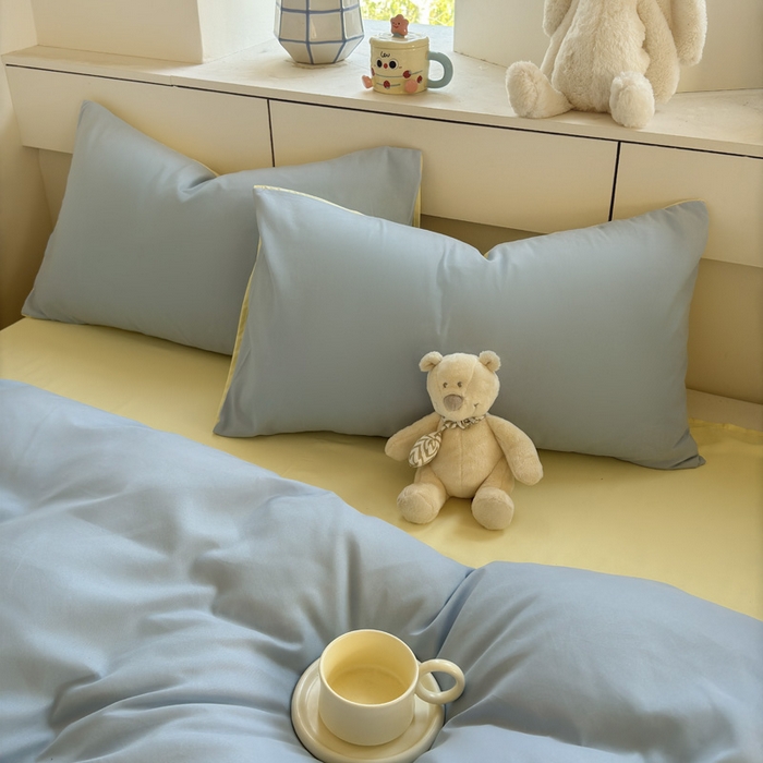 91家纺网 家纺一手货源 找家纺 可可家纺 2025新款纯色磨毛简约水洗棉单被套亲肤床单被套单件被罩 浅蓝芝士