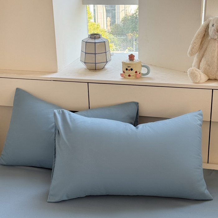 91家纺网 家纺一手货源 找家纺 可可家纺 2025新款纯色磨毛简约水洗棉单被套亲肤床单被套单件被罩 纯月光蓝