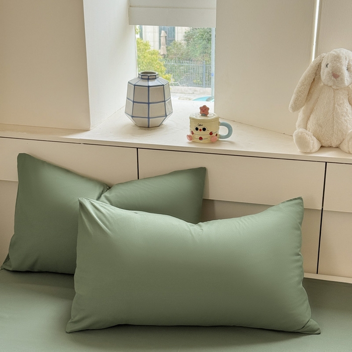 91家纺网 家纺一手货源 找家纺 可可家纺 2025新款纯色磨毛简约水洗棉单被套亲肤床单被套单件被罩 纯草绿