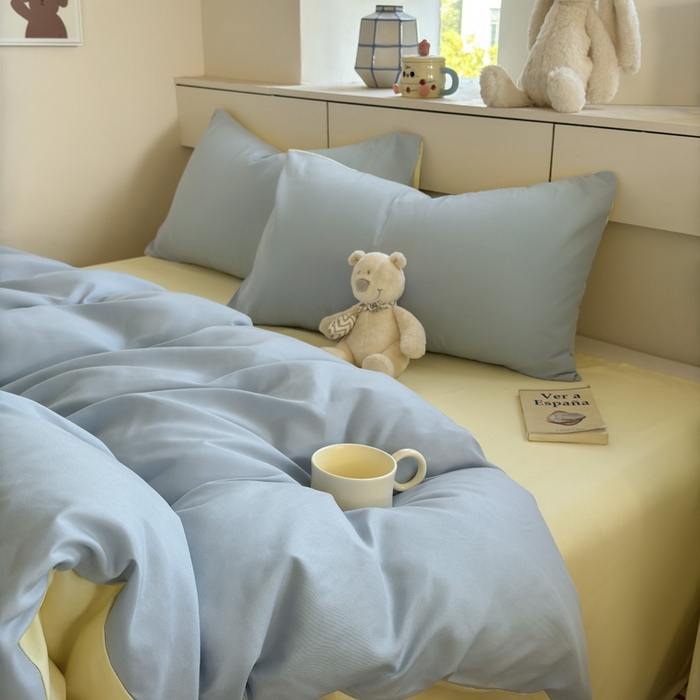 91家纺网 家纺一手货源 找家纺 可可家纺 2025新款纯色磨毛简约水洗棉单被套亲肤床单被套单件被罩 浅蓝芝士