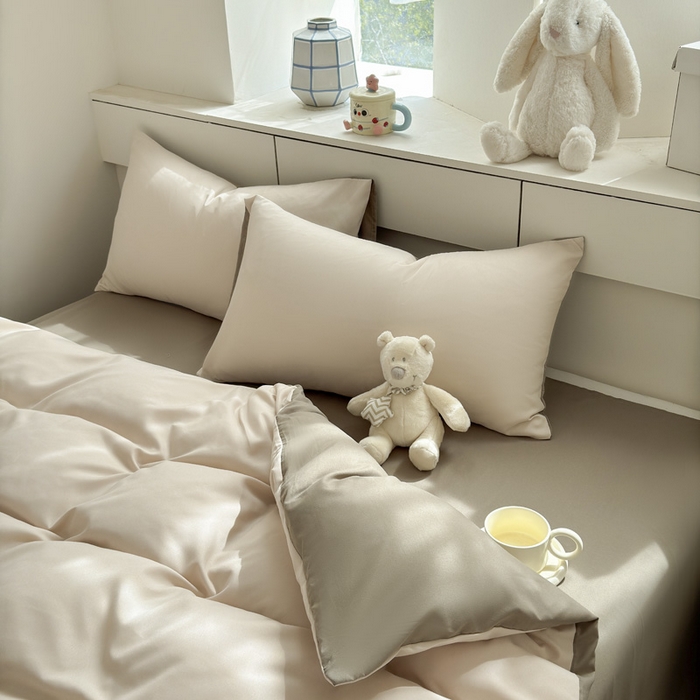 91家纺网 家纺一手货源 找家纺 可可家纺 2025新款纯色磨毛简约水洗棉单被套亲肤床单被套单件被罩 浅玉卡其