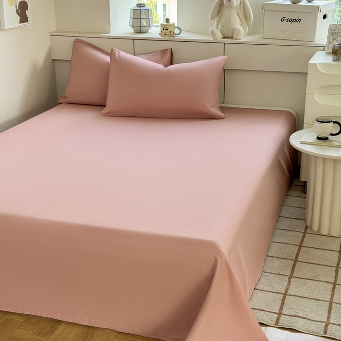 91家纺网 家纺一手货源 找家纺 可可家纺 2025新款纯色磨毛简约水洗棉单被套亲肤床单被套单件被罩 纯豆沙