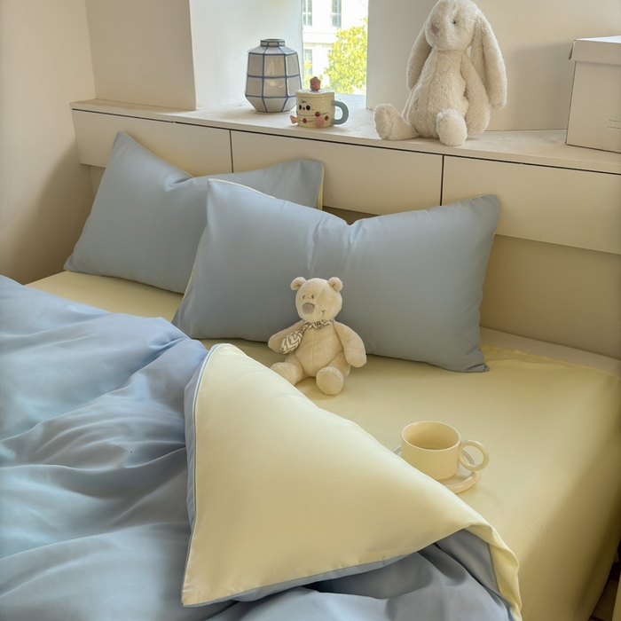 91家纺网 家纺一手货源 找家纺 可可家纺 2025新款纯色磨毛简约水洗棉单被套亲肤床单被套单件被罩 浅蓝芝士