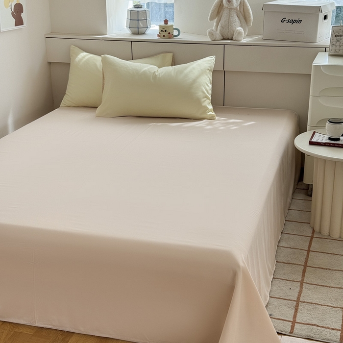 91家纺网 家纺一手货源 找家纺 可可家纺 2025新款纯色磨毛简约水洗棉单被套亲肤床单被套单件被罩 芝士奶茶