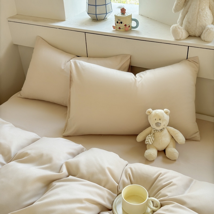 91家纺网 家纺一手货源 找家纺 可可家纺 2025新款纯色磨毛简约水洗棉单被套亲肤床单被套单件被罩 纯浅驼