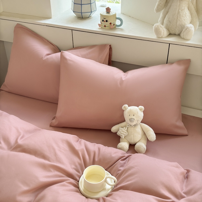 91家纺网 家纺一手货源 找家纺 可可家纺 2025新款纯色磨毛简约水洗棉单被套亲肤床单被套单件被罩 纯豆沙