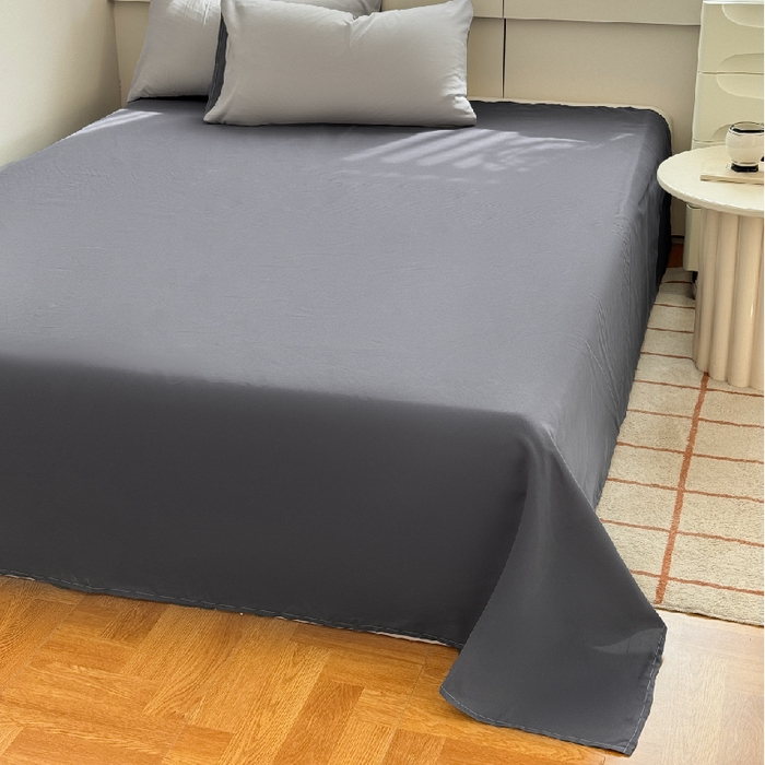 91家纺网 家纺一手货源 找家纺 可可家纺 2025新款纯色磨毛简约水洗棉单被套亲肤床单被套单件被罩 雾霾灰