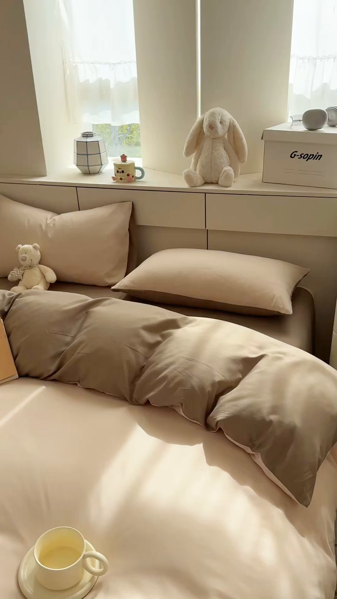 91家纺网 家纺一手货源 找家纺 可可家纺 2025新款纯色磨毛简约水洗棉单被套亲肤床单被套单件被罩 浅玉卡其